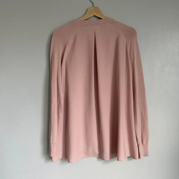 Nordstrom Womens S Blush Pink Linen Blend Knit Sweater Spring Lightweight Modest - Picture 6 of 9